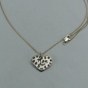 Tiny Sterling Silver "Mom" Heart Shaped Pendant